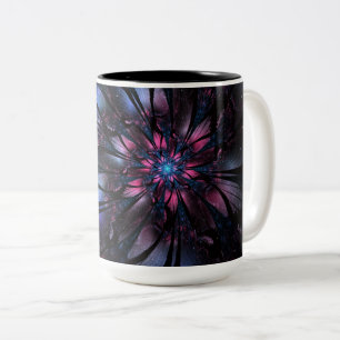 Abstract fractal flower design.   Two-Tone coffee mug