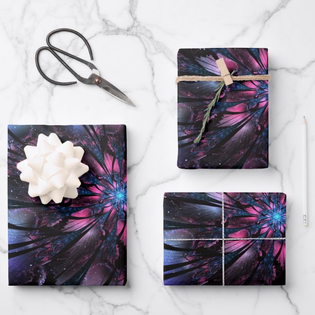 Abstract fractal flower design.   wrapping paper sheets (Front)