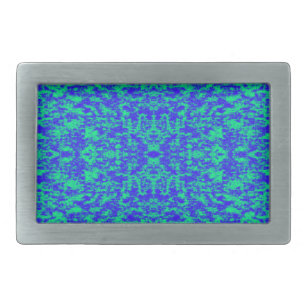 Abstract Fractal In Blue And Green Belt Buckle