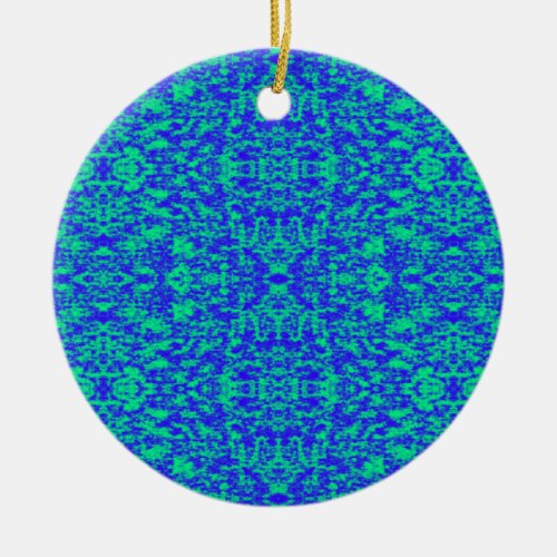 Abstract Fractal In Blue And Green Ceramic Ornament