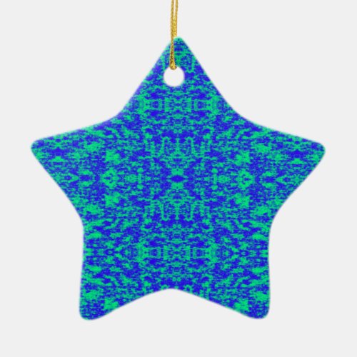 Abstract Fractal In Blue And Green Ceramic Ornament
