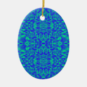 Abstract Fractal In Blue And Green Ceramic Ornament