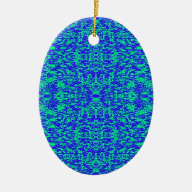 Abstract Fractal In Blue And Green Ceramic Ornament (Front)