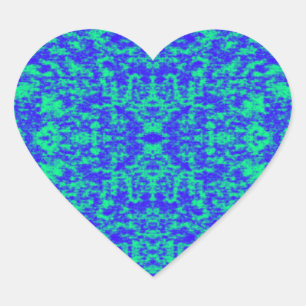 Abstract Fractal In Blue And Green Heart Sticker
