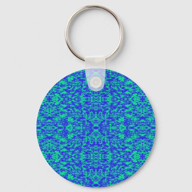 Abstract Fractal In Blue And Green Keychain (Front)