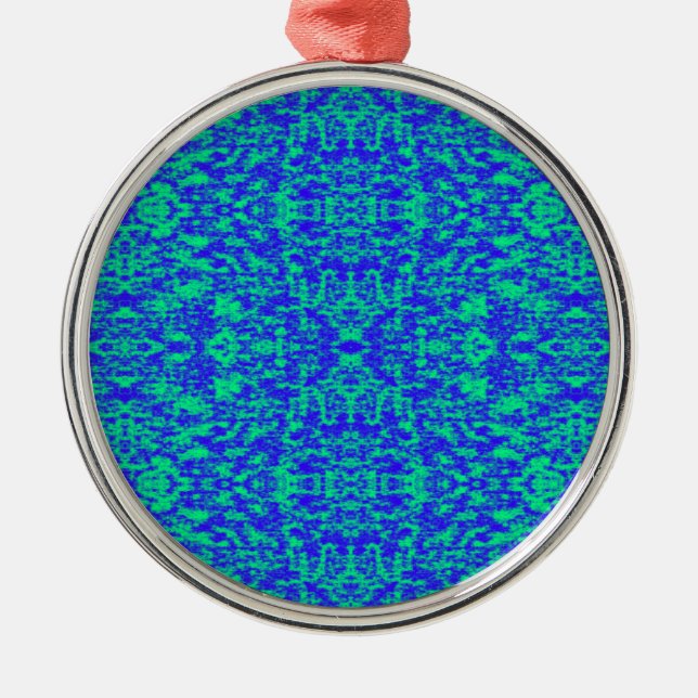 Abstract Fractal In Blue And Green Metal Ornament (Front)