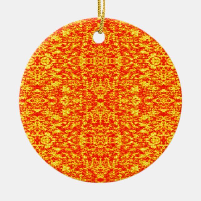 Abstract Fractal In Red And Orange Ceramic Ornament (Front)