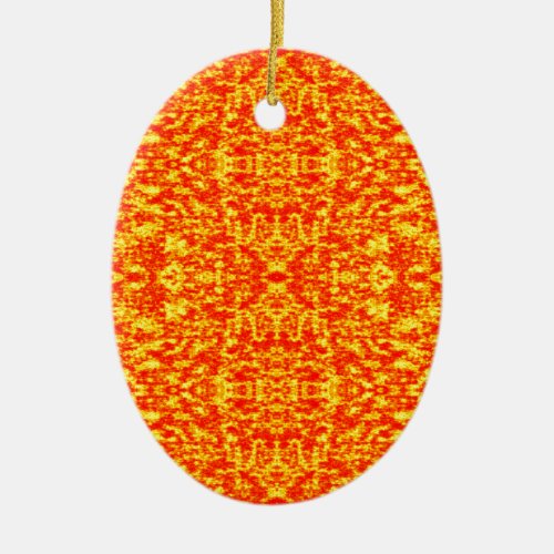 Abstract Fractal In Red And Orange Ceramic Ornament