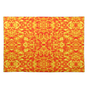 Abstract Fractal In Red And Orange Cloth Placemat