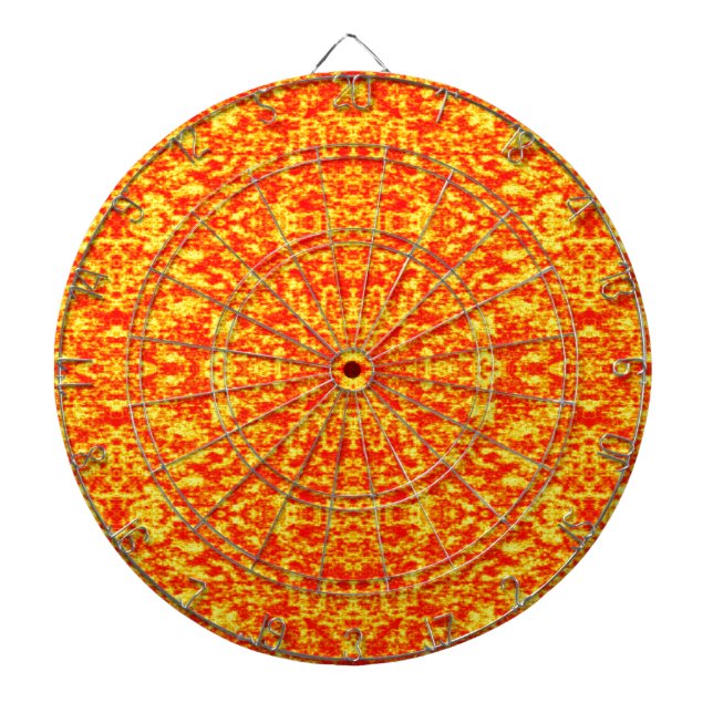 Abstract Fractal In Red And Orange Dart Board (Front)