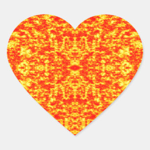 Abstract Fractal In Red And Orange Heart Sticker