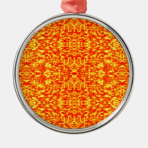 Abstract Fractal In Red And Orange Metal Ornament