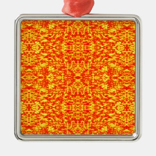Abstract Fractal In Red And Orange Metal Ornament