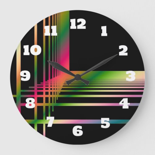 Abstract Fractal Lines and Crosses Large Clock