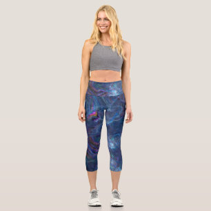 Abstract Fractal Nebula and Geometric Morph Capri Leggings