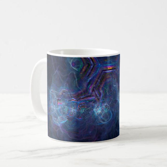 Abstract Fractal Nebula and Geometric Morph Coffee Mug (Front Left)