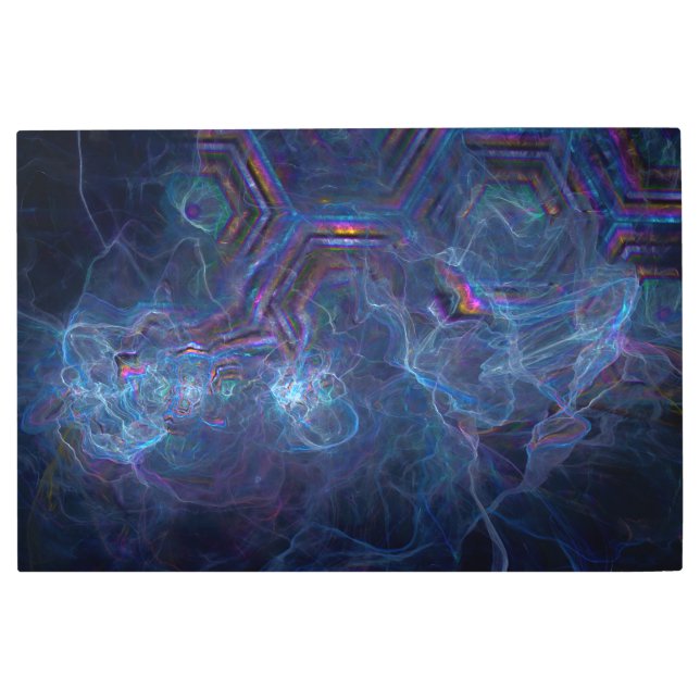 Abstract Fractal Nebula and Geometric Morph Metal Print (Front)
