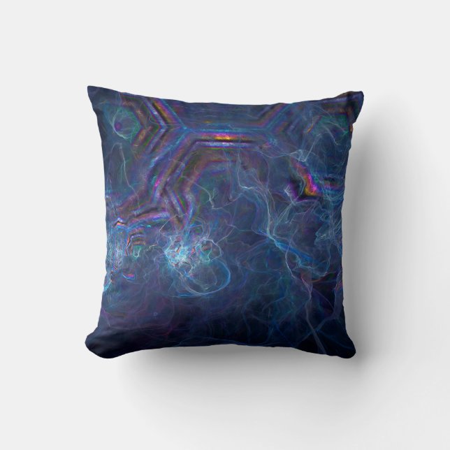 Abstract Fractal Nebula and Geometric Morph Throw Pillow (Front)