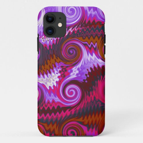 Abstract fractal pattern swirl wave iPhone 11 case