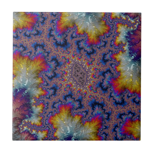 Abstract fractal patterns and shapes. Fractal Art Ceramic Tile (Front)