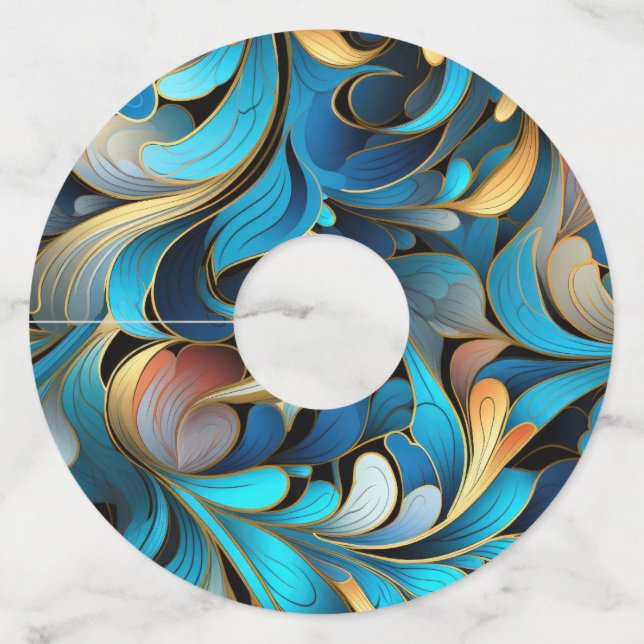 Abstract Fractal Patterns Wine Glass Tag (Front)