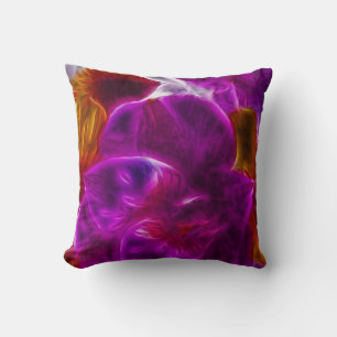 Abstract Fractal Purple Flower Throw Pillow