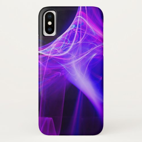 ABSTRACT FRACTAL SWIRLS IN PURPLE BLUE PINK iPhone X CASE