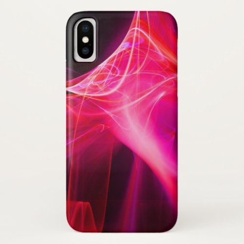 ABSTRACT FRACTAL SWIRLS IN PURPLE PINK RED iPhone X CASE