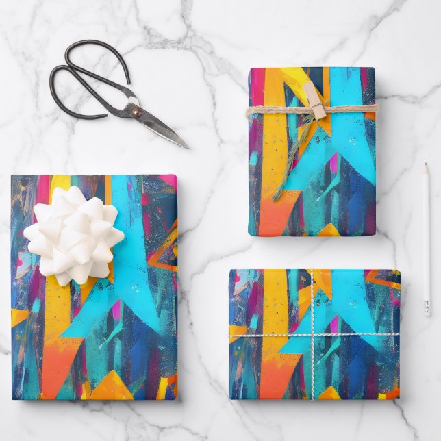 Abstract fractal texture wrapping paper sheets (Front)