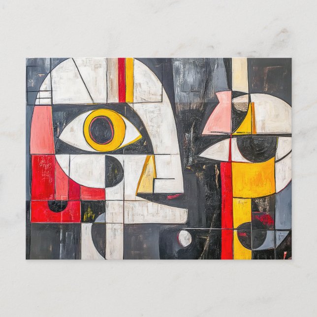 Abstract Fragmented Face Design Postcard (Front)