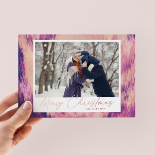 Abstract Frame Merry Christmas 2 Photo Foil Holiday Card