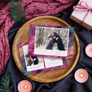 Abstract Frame Merry Christmas 2 Photo Foil Holiday Card