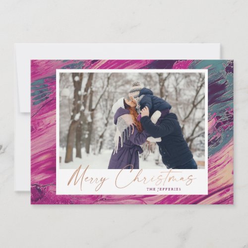 Abstract Frame Merry Christmas 2 Photo Holiday Card