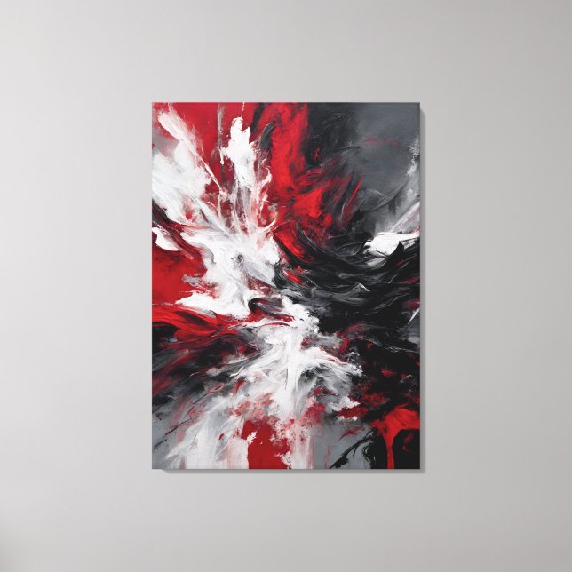 Abstract frame, red, black, gray and white canvas print (Front)