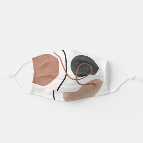 Abstract Freeform Shapes _ Brown and Black Adult Cloth Face Mask