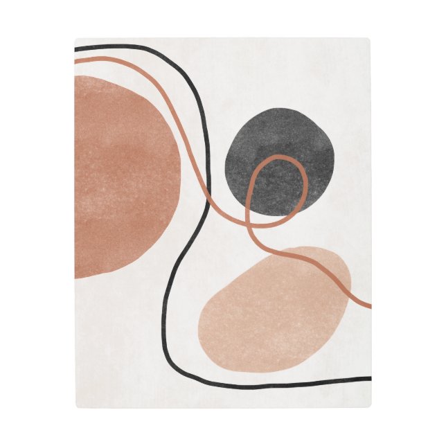 Abstract Freeform Shapes - Brown and Black Metal Print (Front)