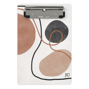 Abstract Freeform Shapes - Brown and Black Mini Clipboard