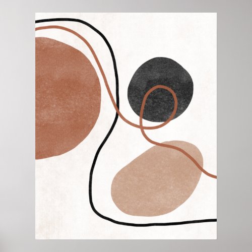 Abstract Freeform Shapes _ Brown and Black Poster