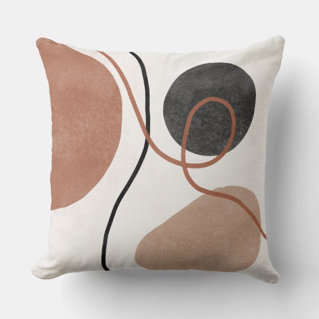 Abstract Freeform Shapes - Brown and Black Throw Pillow (Front)