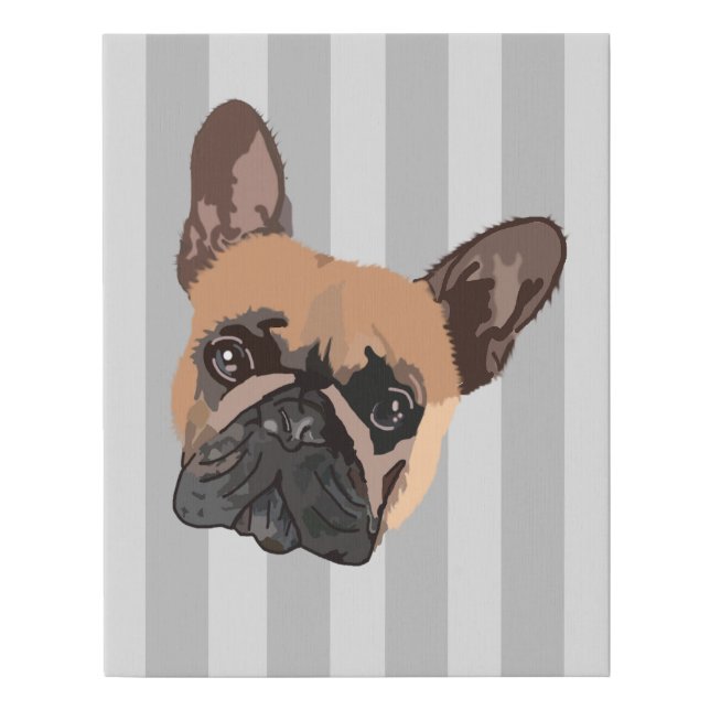 Abstract French Bulldog Faux Wrapped Canvas Print (Front)