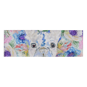 Abstract French bulldog floral watercolor paint Name Tag