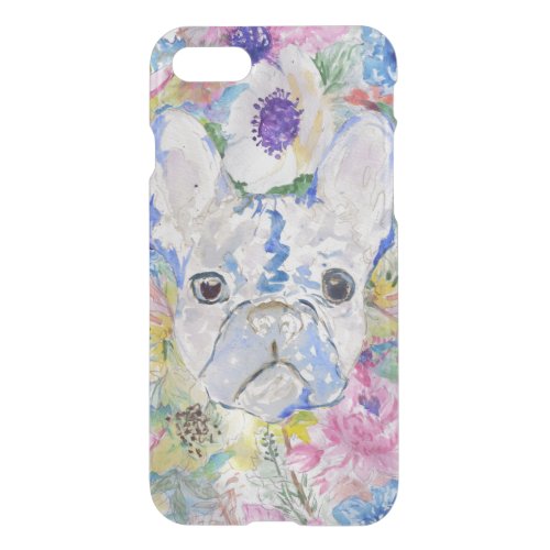 Abstract French bulldog floral watercolor paint iPhone SE87 Case