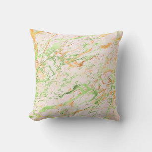 Abstract Fresh Mint Pink Gold Marble Luxury Pastel Throw Pillow
