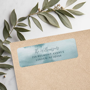 Abstract Frost Blue Watercolor Return Address Label