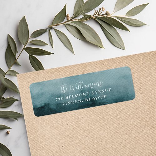 Abstract Frost Blue Watercolor Return Address Label