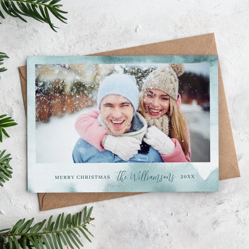 Abstract Frost Modern Christmas Photo Card