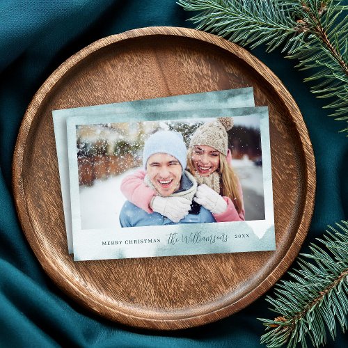 Abstract Frost Modern Christmas Photo Card