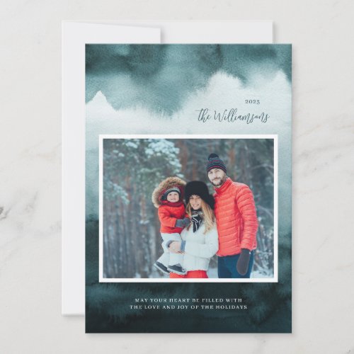 Abstract Frost Modern Holiday Photo Card