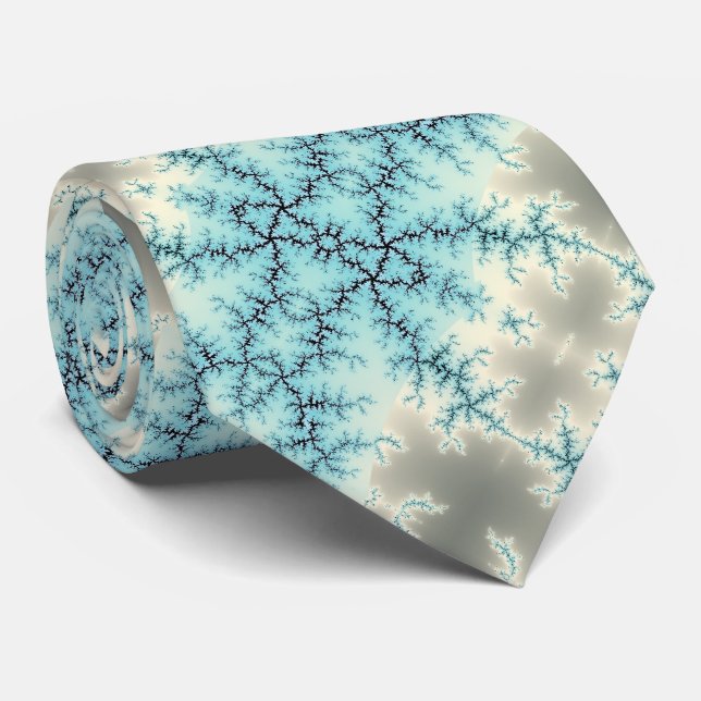 Abstract frosted snowflake geometric pattern neck tie (Rolled)