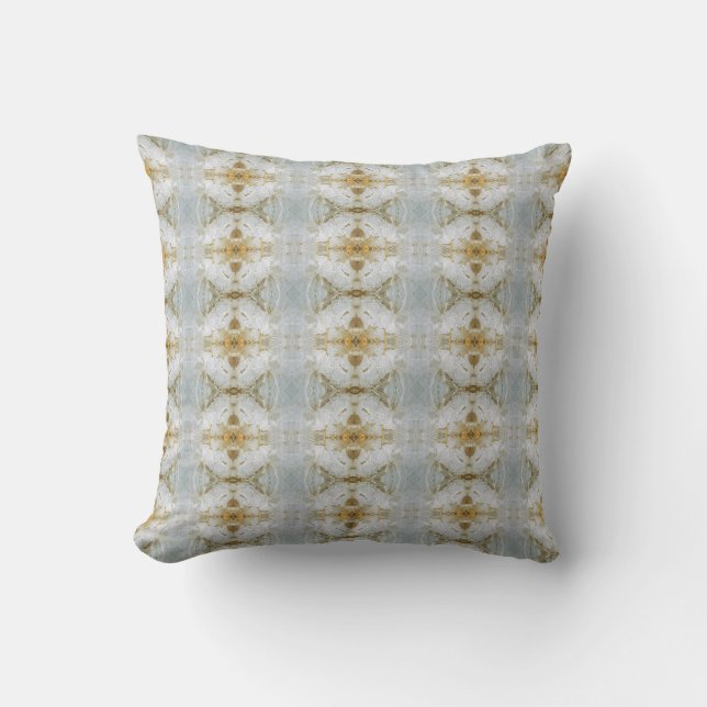 Abstract Frosty Marsh Ice Throw Pillow (Front)